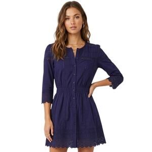 Tularosa Crewneck A-Line Mini Dress Navy Blue EUC Size XS